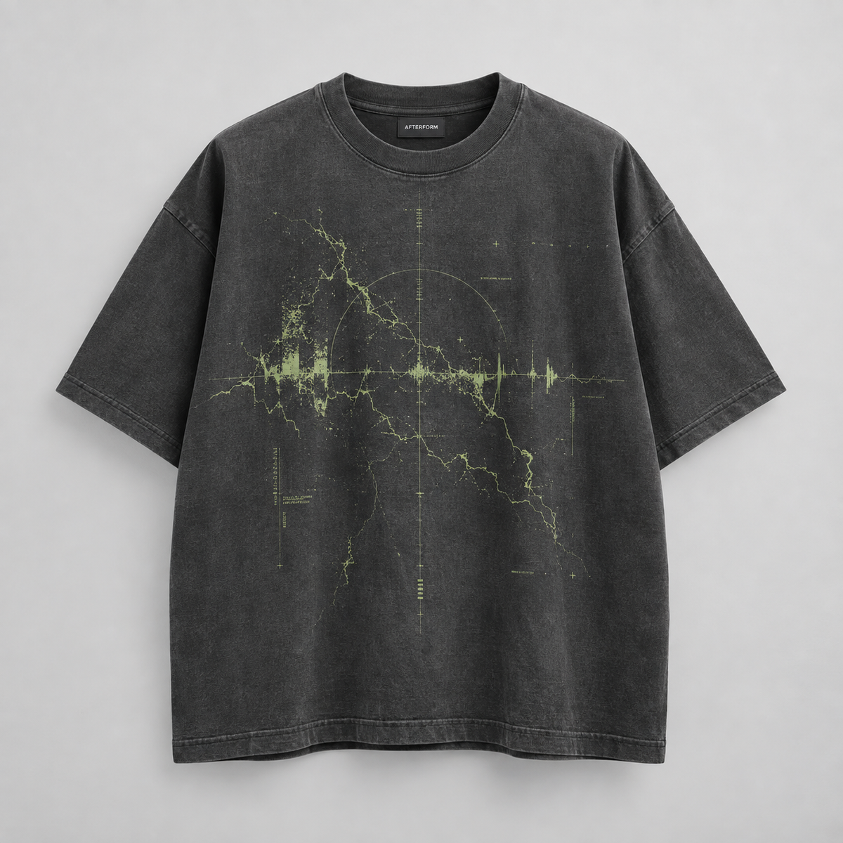 Acid Trace Box Tee in graphite with acid green front graphic