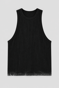Acid Trace Ribbed Tank in black ribbed cotton, shown flat