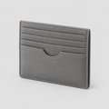 Ash Signal Card Holder in ash grey leather, front view