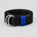 Cobalt Roller Belt in black with double rings and cobalt keeper loop, coiled