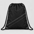 Ghost Hem Drawstring Bag in black with corner eyelets, front view