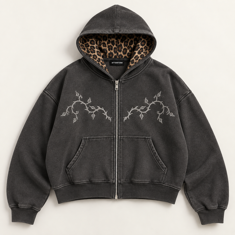Leopard Shadow Zip Hoodie
