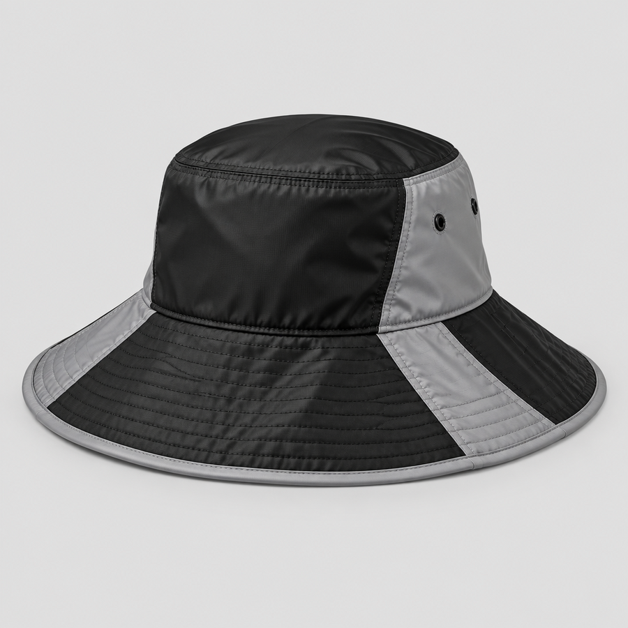 Mercury Panel Bucket Hat in black with grey contrast panels