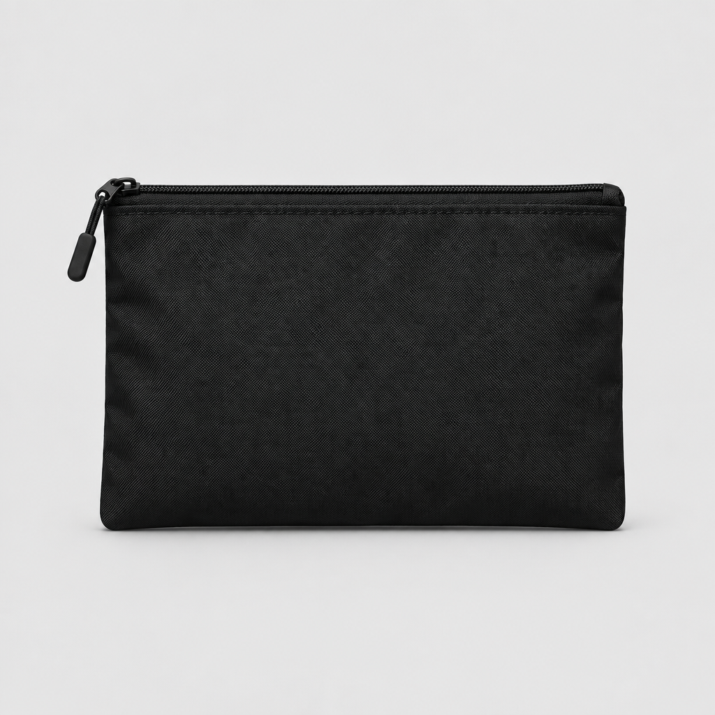 Mercury Zip Pouch in black nylon, front view