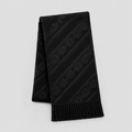 Night Garden Scarf in black brushed knit with tonal jacquard, folded