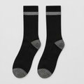 Static Logo Crew Socks in black with grey cuff band, pair shown flat
