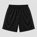 Thornline Mesh Shorts in black mesh, shown flat