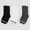 Thornline Sock 3-Pack in black, bone and charcoal, shown flat