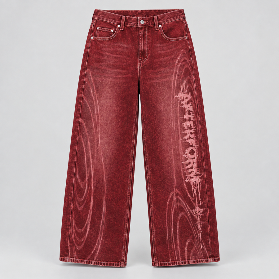 Crimson Echo Wide Jeans