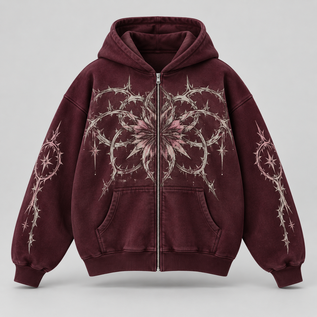 Thorn Rosette Zip Hoodie