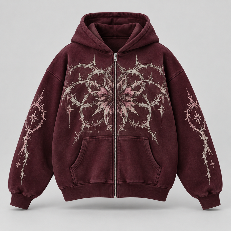 Thorn Rosette Zip Hoodie